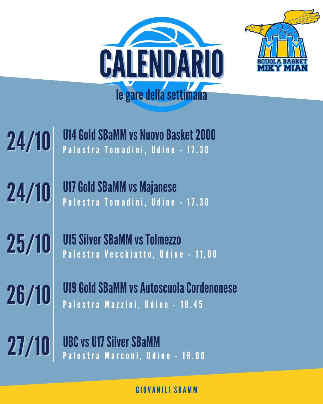 Calendario delle partite 🏀 Weekend ricco di partite con l'esordio dell'U14 Gold, U15 Silver e…
